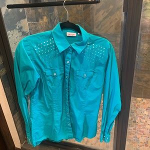 Teal western button down